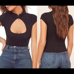 Reformation Lomita mock neck cutout top